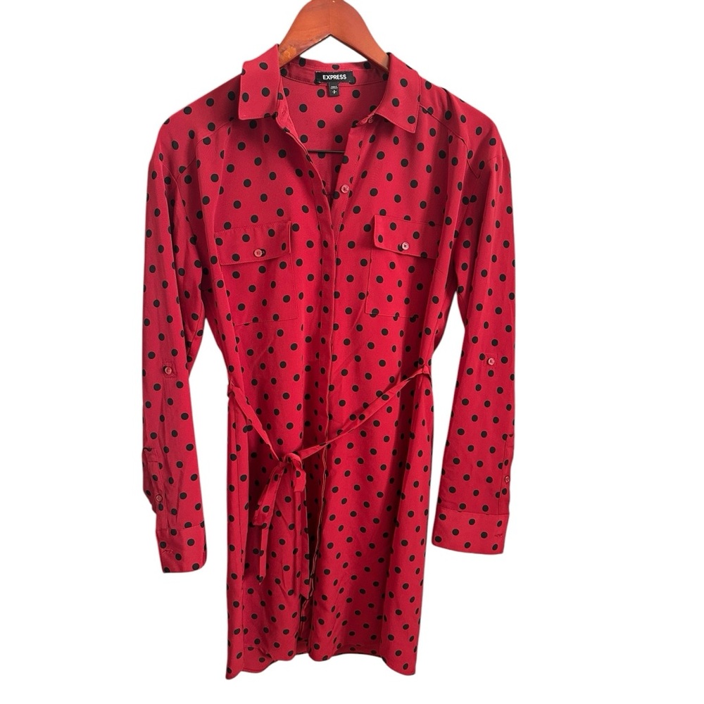 Express Casual Button Down Shirt Dress Belted Women’s S